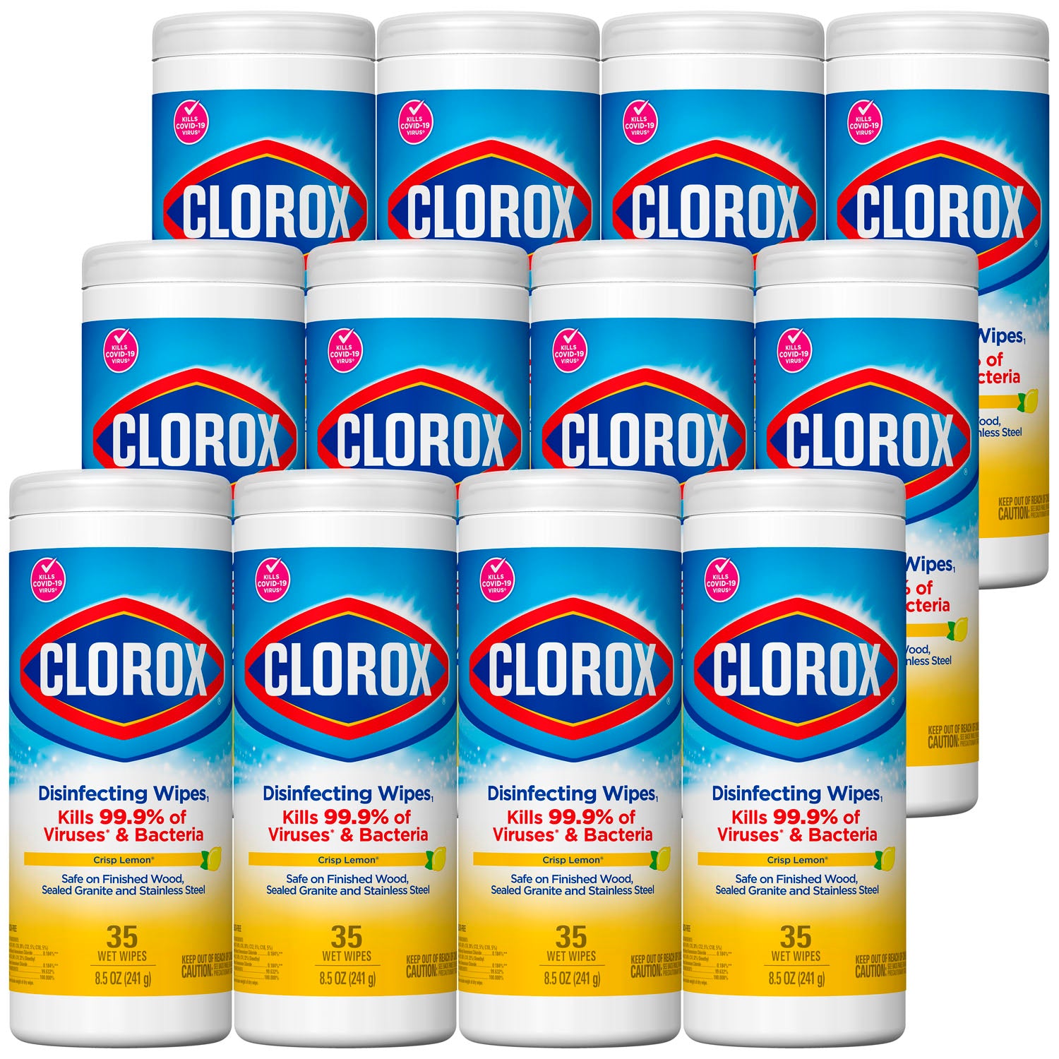 Clorox Disinfecting Wipes, Bleach Free Cleaning Wipes, Crisp Lemon, 35 ct, 12/cs (Continental US Only)