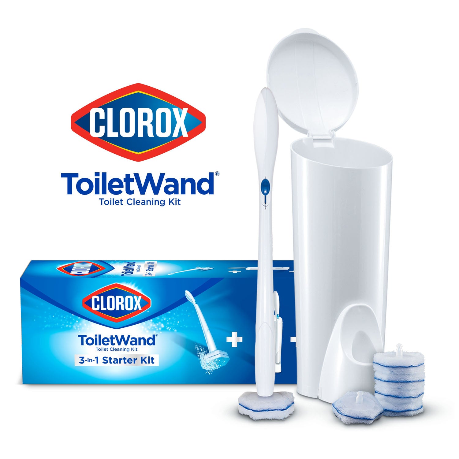 Clorox ToiletWand Disposable Toilet Cleaning System, Includes: ToiletWand, Storage Caddy and 6 Disinfecting ToiletWand Refill Heads, 6/cs (Continental US Only)