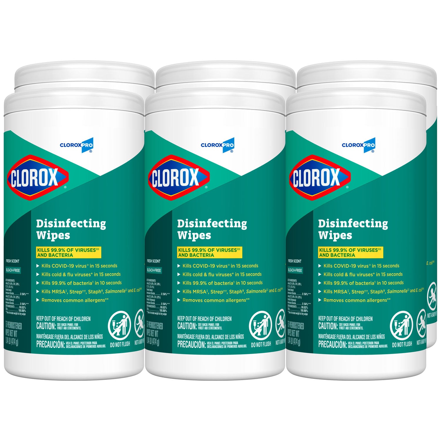 CloroxPro Clorox Disinfecting Wipes, Fresh Scent, 75 ct, 6/cs (Continental US Only)