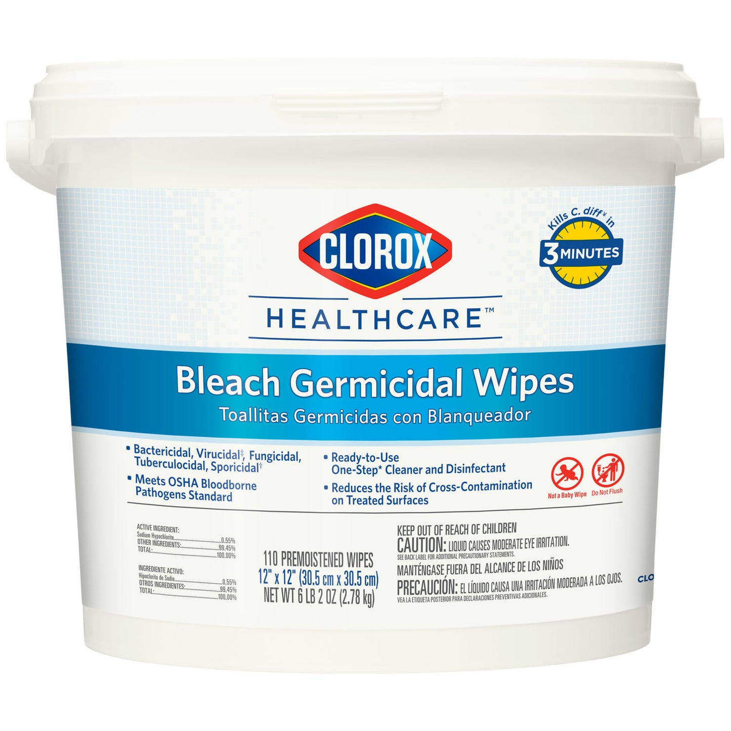 Wipes, Bleach Germicidal, 12 x 12, Starter Kit, 110/bucket, 2/cs (50 cs/plt) (Continental US Only)