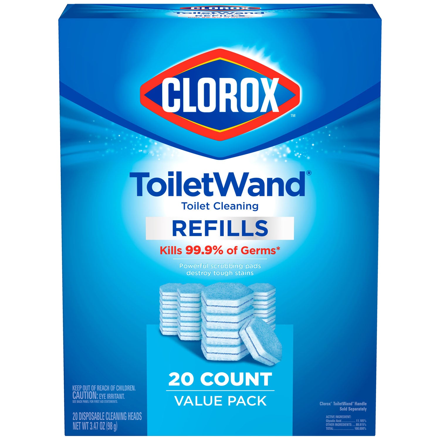 Clorox ToiletWand Disinfecting Refill Disposable Wand Heads, 20 Count, 4/cs (Continental US Only)