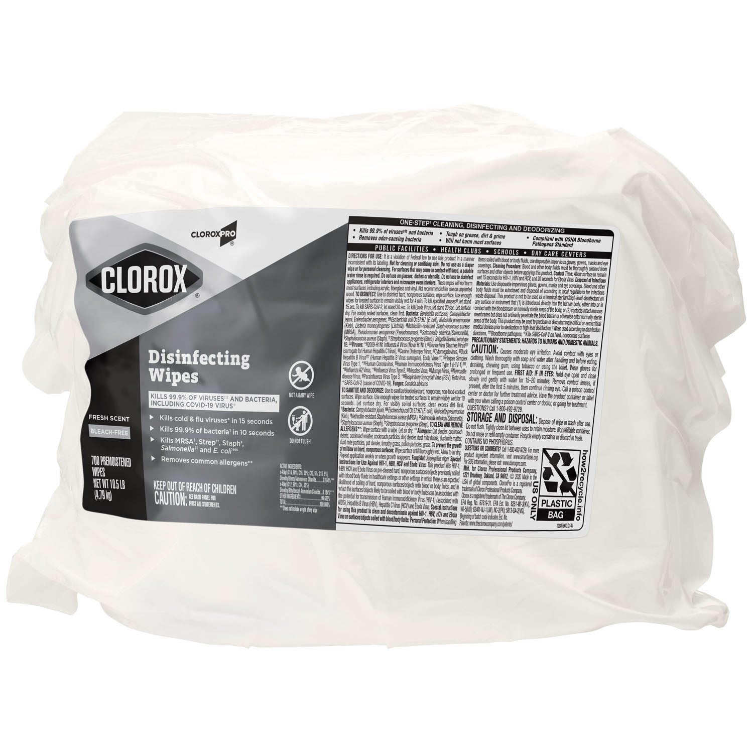 CloroxPro Clorox Disinfecting Wipes, Fresh Scent, 700 ct, 2/cs (Continental US Only)