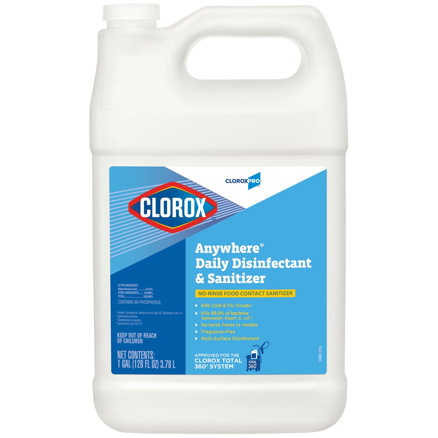 CloroxPro Anywhere Daily Disinfectant and Sanitizing Bottle, 128 fl oz, 4/cs (Continental US Only)