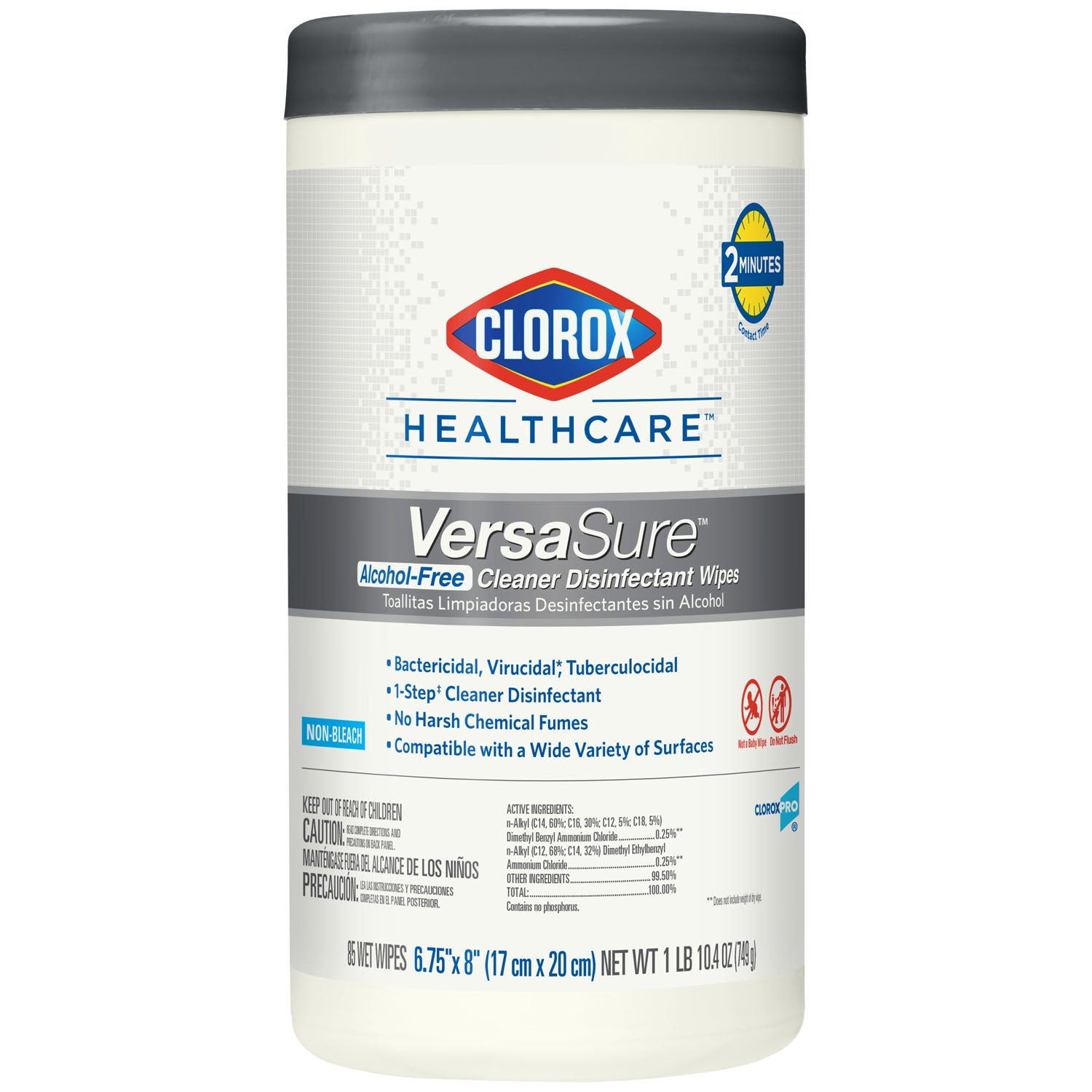 Clorox Healthcare VersaSure Cleaner Disinfectant Wipes, 6.75" x 8", 85/can, 6 can/cs (75 cs/plt) (Continental US Only)