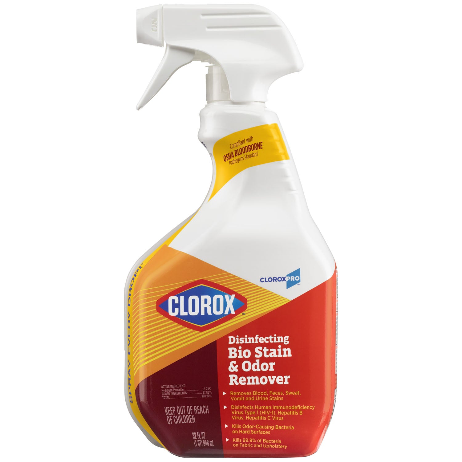 CloroxPro Clorox Disinfecting Bio Stain & Odor Remover Spray, 32 fl oz, 9/cs (Continental US Only)