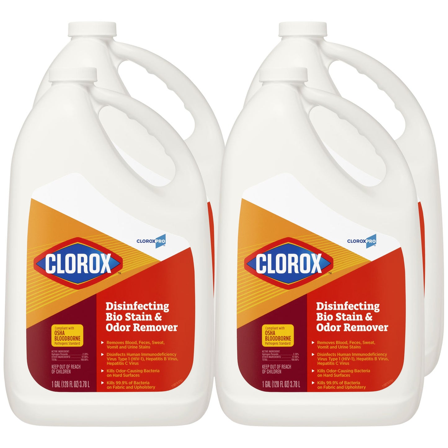 CloroxPro Clorox Disinfecting Bio Stain & Odor Remover Refill, 128 fl oz, 4/cs (30 cs/plt) (Continental US Only) (PROMO Price - Available while current supplies last)