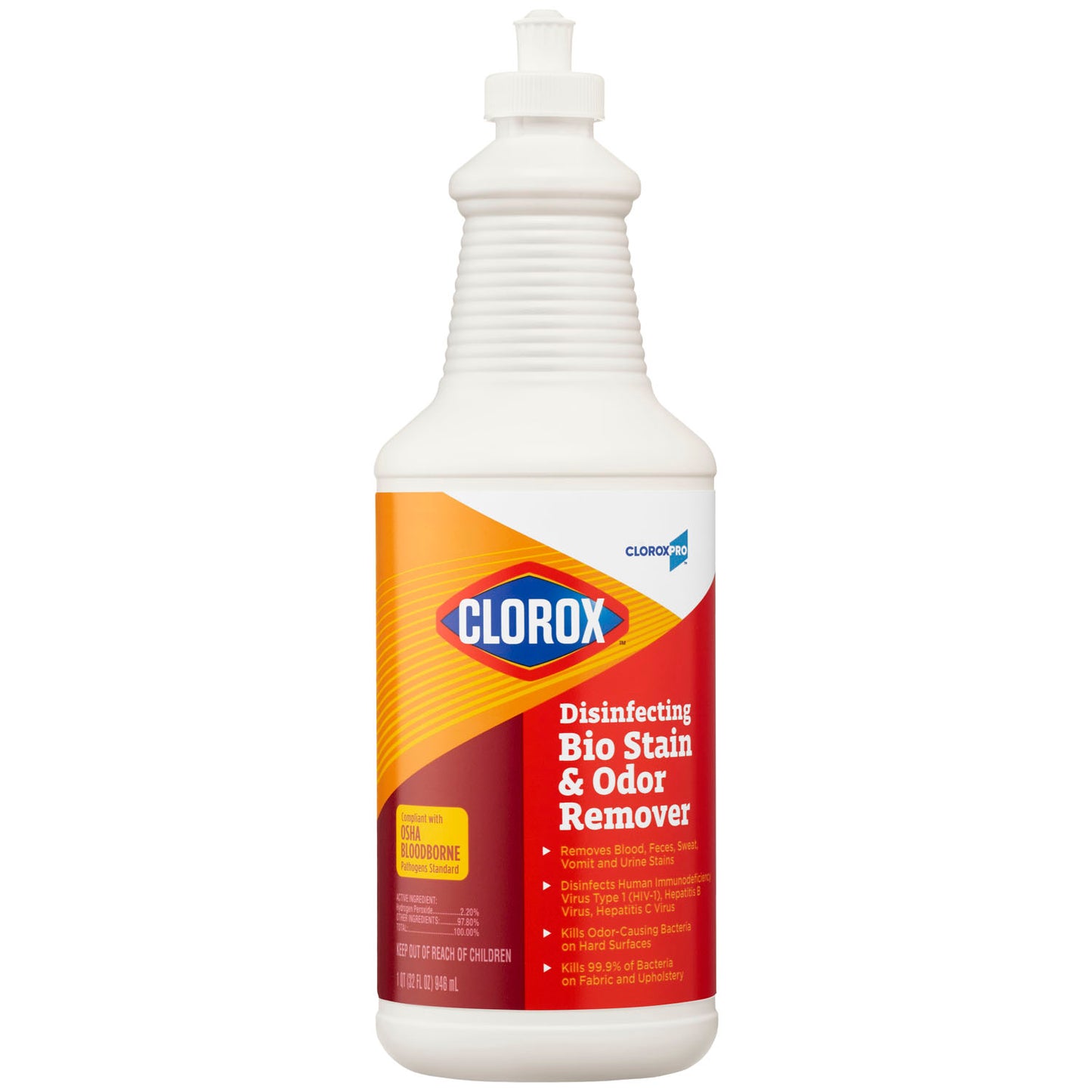 CloroxPro Clorox Disinfecting Bio Stain & Odor Remover Pull Top, 32 fl oz, 6/cs (92 cs/plt) (Continental US Only) (PROMO Price - Available while current supplies last)