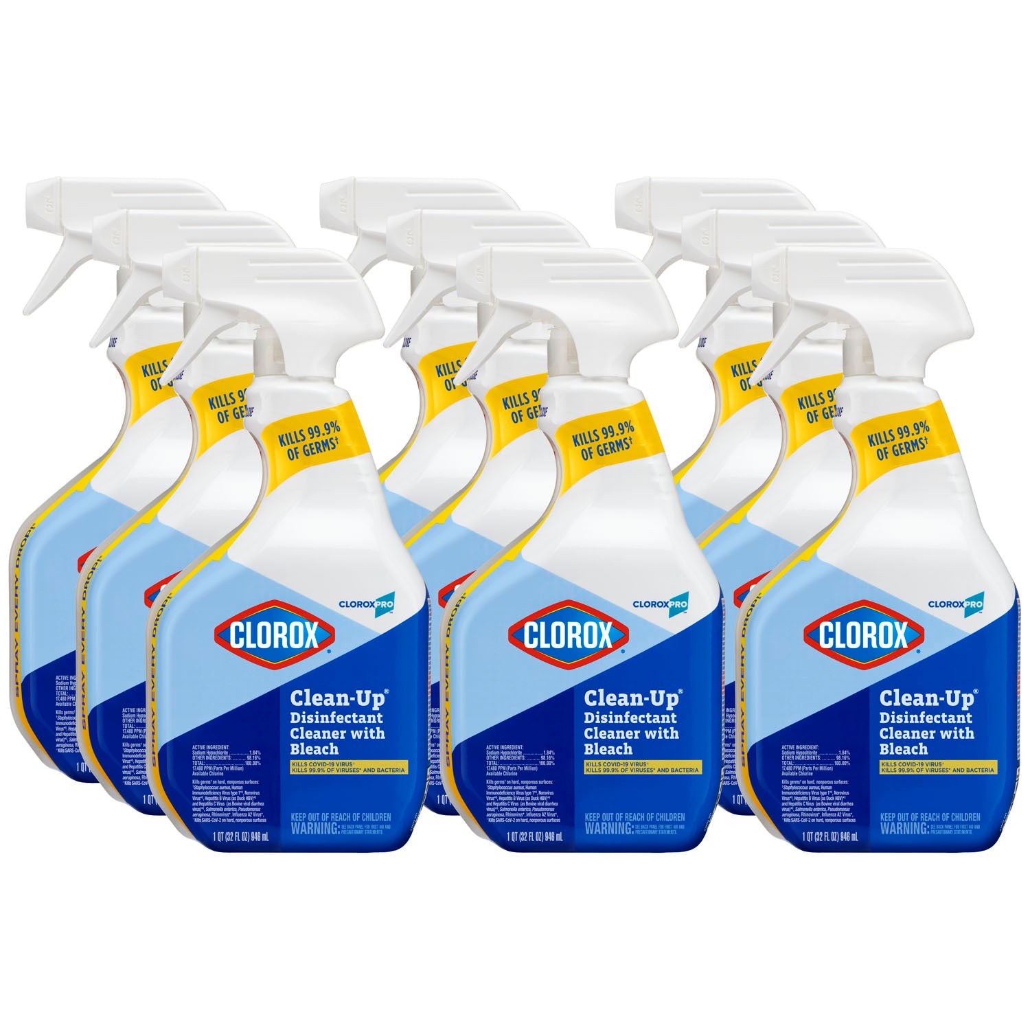 CloroxPro Clorox Clean-Up Disinfectant Cleaner with Bleach Spray, 32 fl oz, 9/cs (Continental US Only)