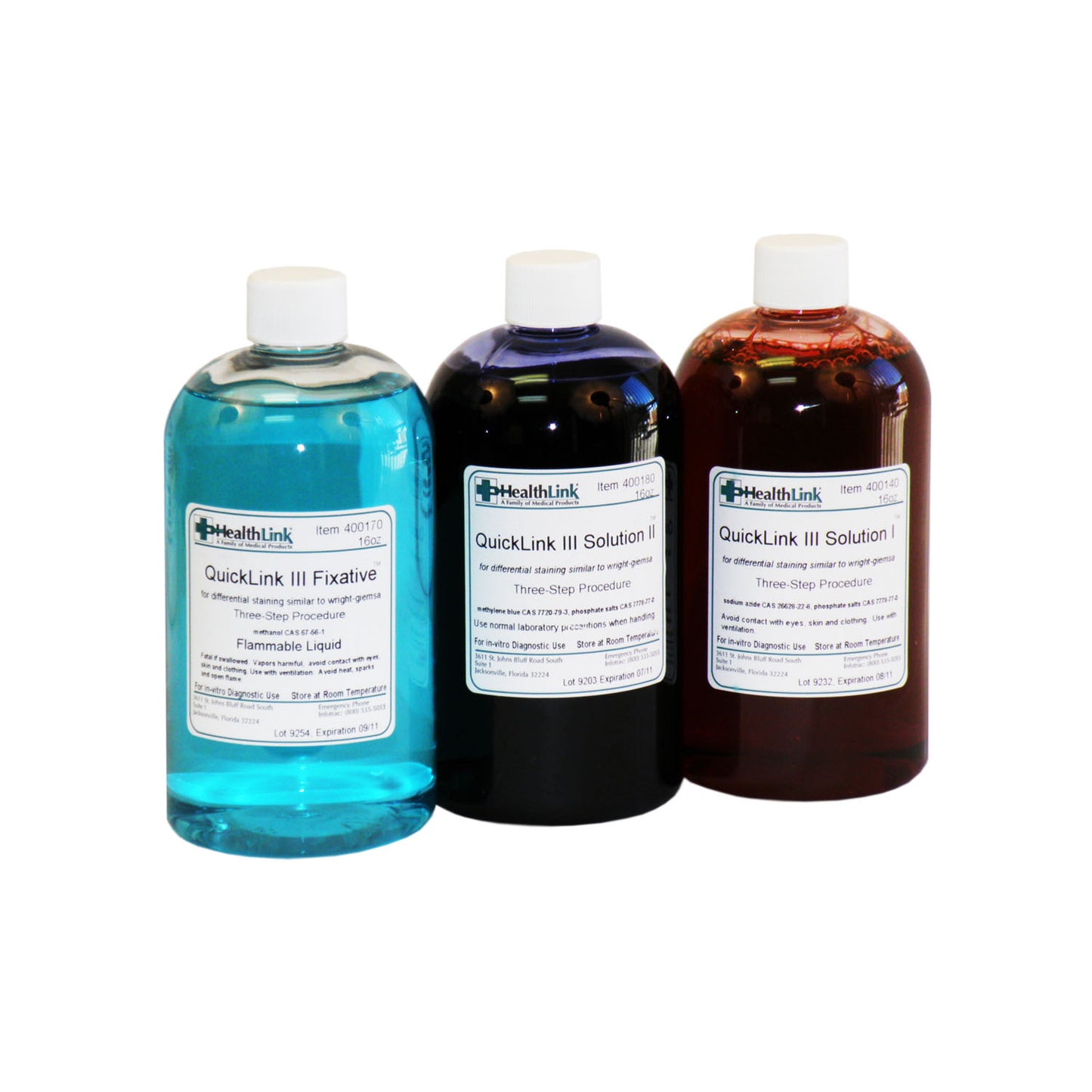 Quicklink III, Set, (3) 16 oz (Item is Non-Returnable) (US Only) (Item is considered HAZMAT and cannot ship via Air or to AK, GU, HI, MP, PR, VI)