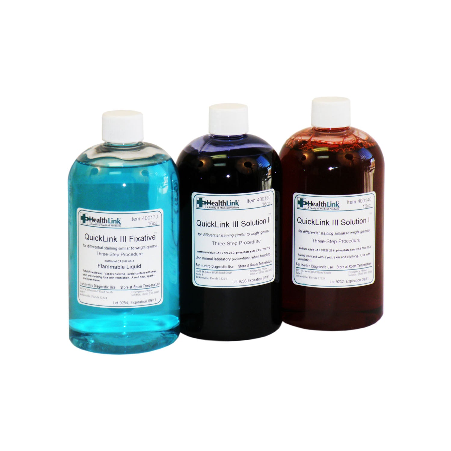 Quicklink III, Set, (3) 16 oz (Item is Non-Returnable) (US Only) (Item is considered HAZMAT and cannot ship via Air or to AK, GU, HI, MP, PR, VI)
