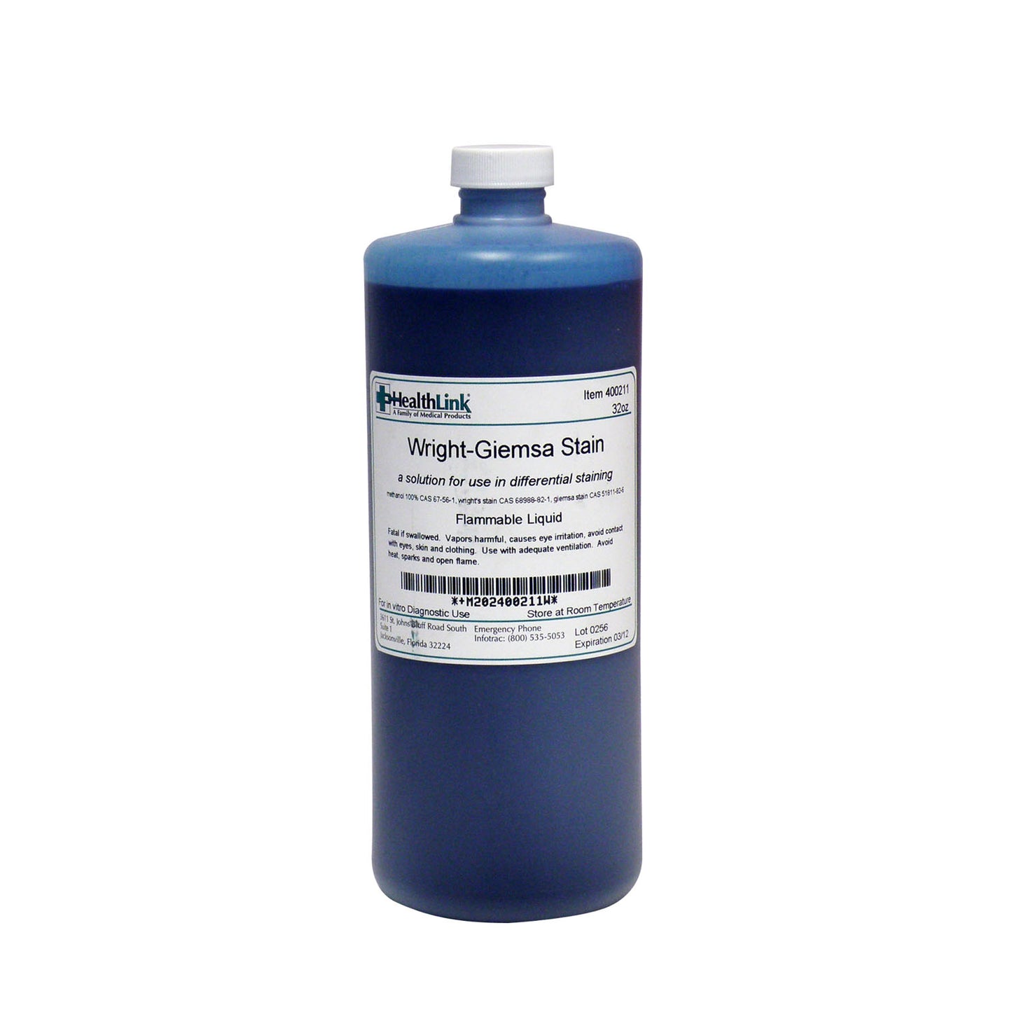 Wright Giemsa Stain, 32 oz (Item is Non-Returnable) (US Only) (Item is considered HAZMAT and cannot ship via Air or to AK, GU, HI, MP, PR, VI)