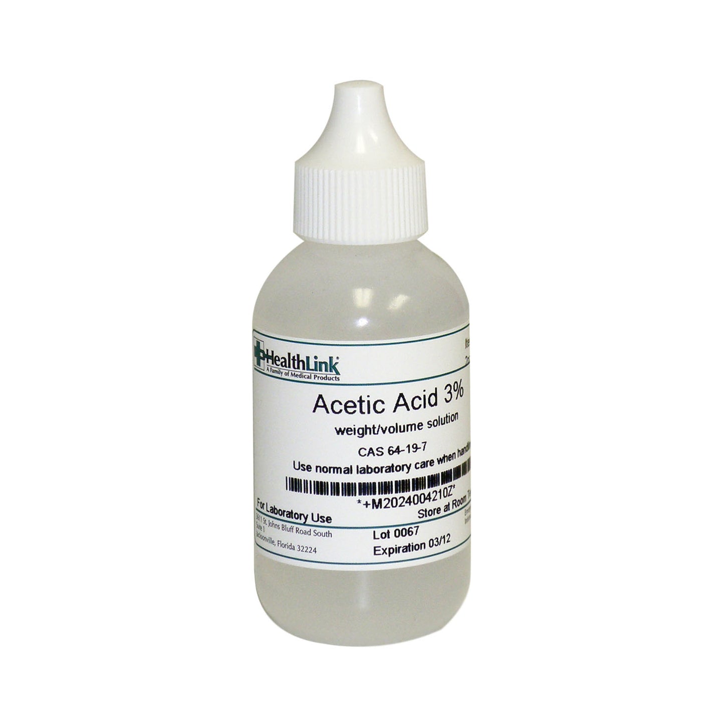 Acetic Acid, 3%, Dropper Bottle, 2 oz (Item is Non-Returnable) (US Only) 