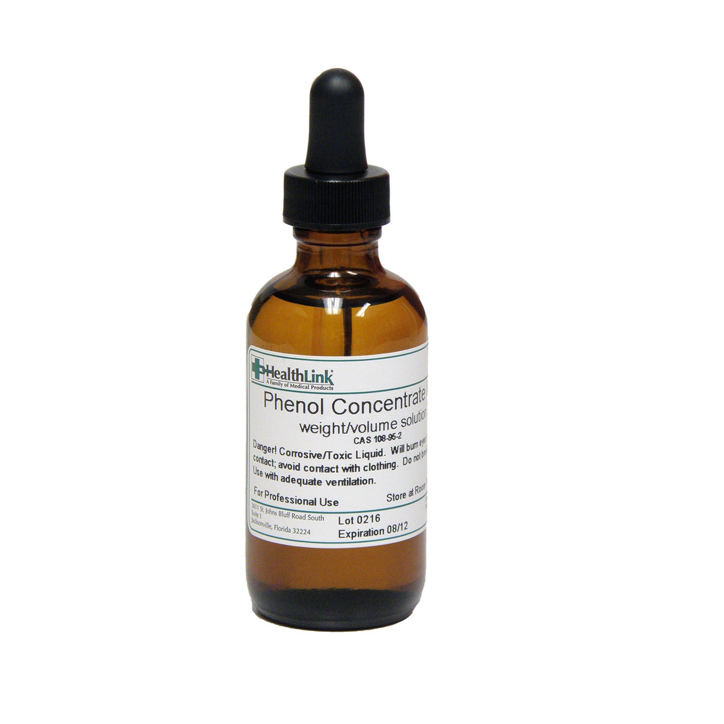 Phenol, 89%, Dropper Bottle, 2 oz (Item is Non-Returnable) (US Only) (Item is considered HAZMAT and cannot ship via Air or to AK, GU, HI, MP, PR, VI) (DROP SHIP ONLY)
