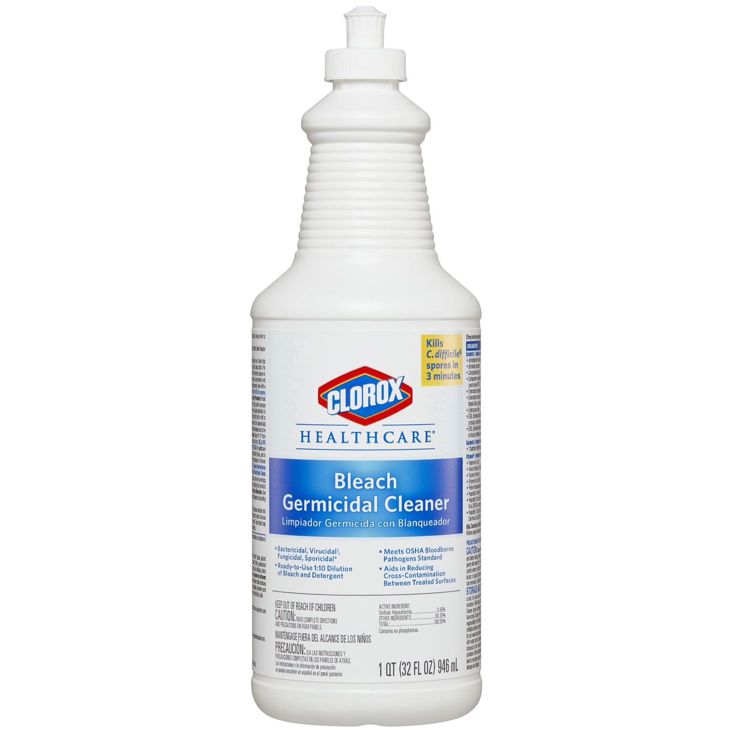 Clorox Healthcare Bleach Germicidal Cleaner Pull-Top, 32 fl oz, 6/cs (Continental US Only)