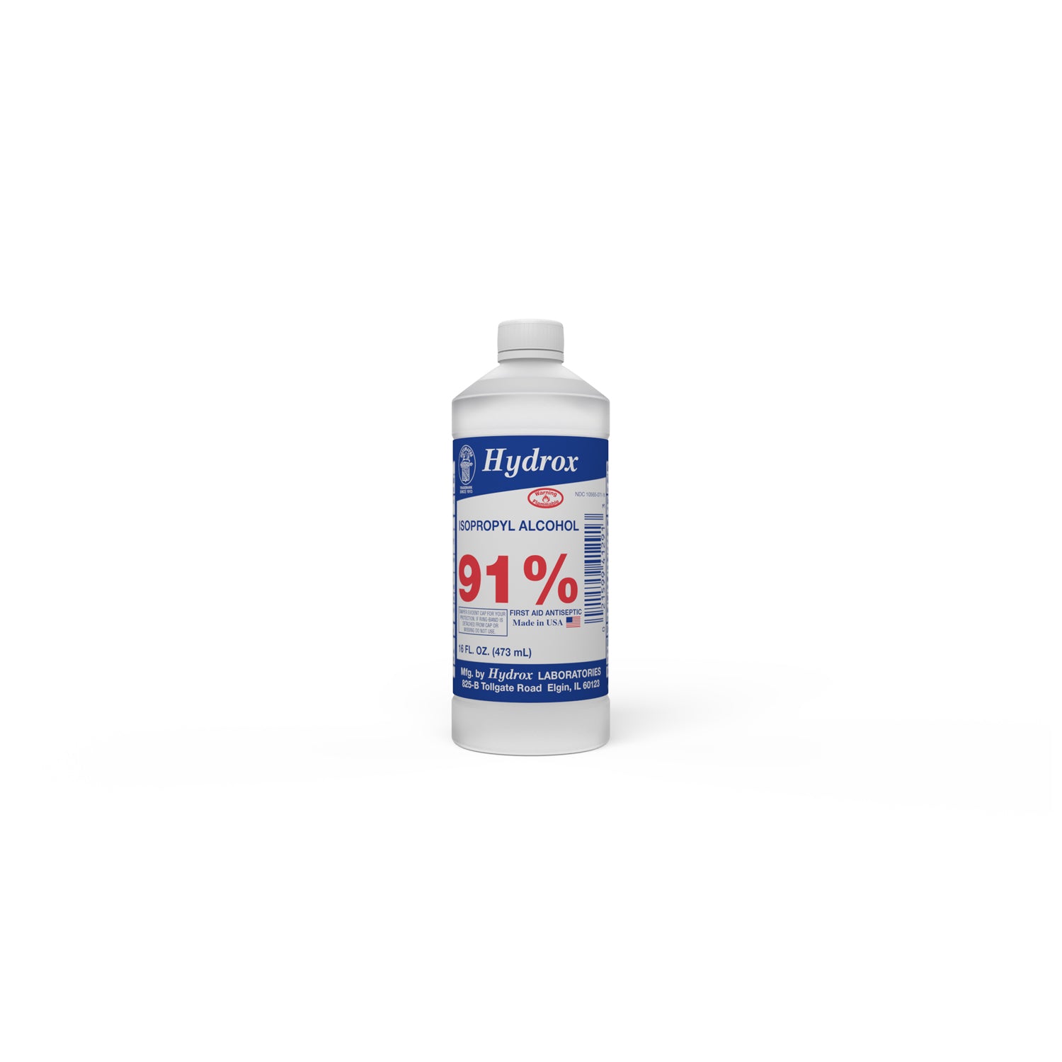Isopropyl Alcohol 91%, Round Bottle, 16 oz, 12 btl/cs (144 cs/plt) (US Only) (Item is considered HAZMAT and cannot ship via Air or to AK, GU, HI, MP, PR, VI) 