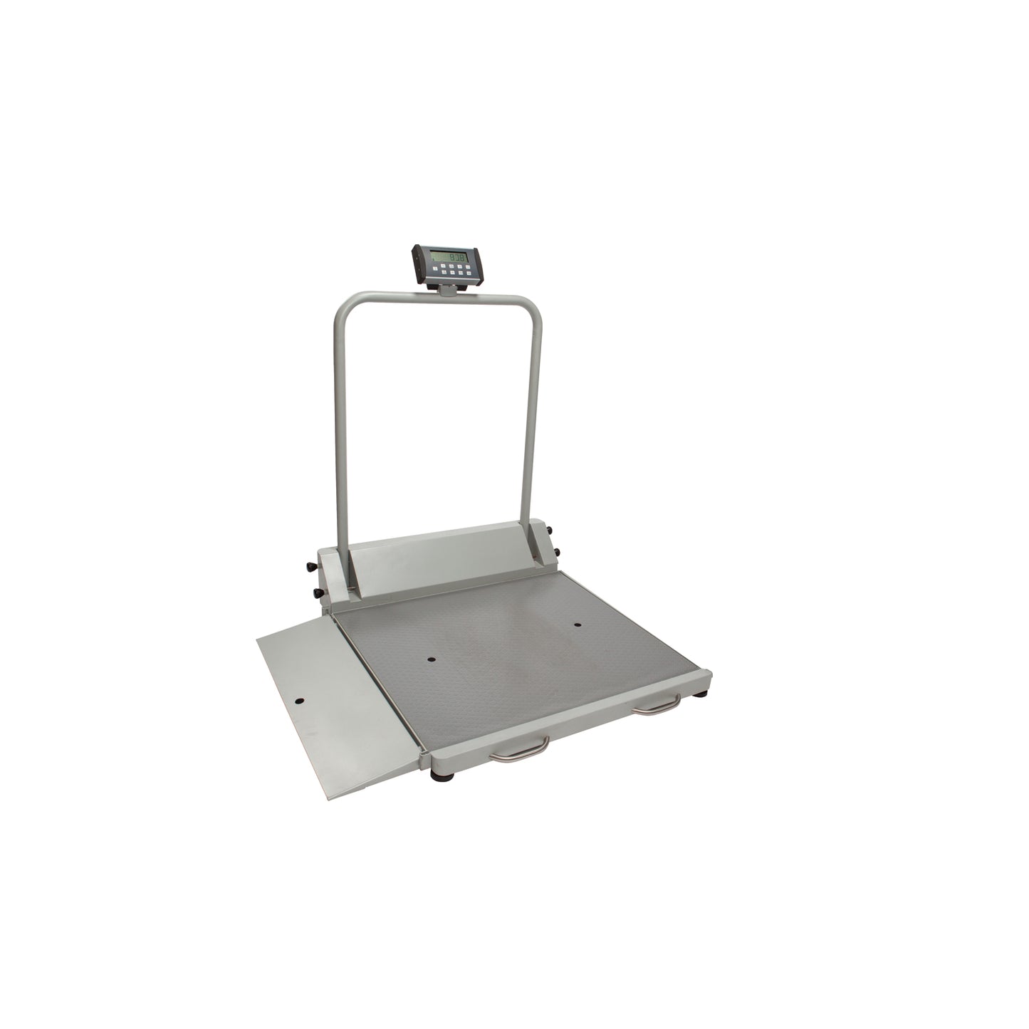 Digital Wheelchair Ramp Scale with Folding Ramp, Capacity: 1000 lbs/454 kg, Resolution: 0.2 lb/0.1kg, Platform Dimension: 32_"W x 36"D, Ramp Size: 32_"W x 9 7/8"D (secondary ramp optional - B2600RAMP), (4) Wheels, 120V Adapter (included) or (6) AA Batteries (not included), _" LCD Display with 180 Swivel (DROP SHIP ONLY)