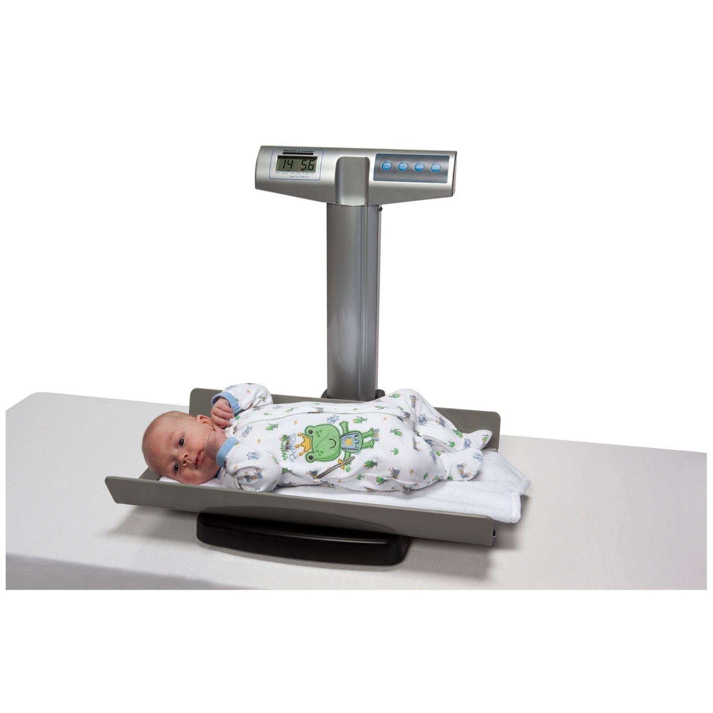 Digital Scale, Pediatric, 50 lb/23 kg Capacity, 24 1/8" x 14_" x 2 5/8" Tray Dimension, 0"-23"/0cm-58cm Measuring Tape, (6) AA Batteries, EMR Connectivity Optional Pelstar Wireless Technology, Variable Auto-Off Time, Audible/Mute Sound Option, Enabling Unit View with UOM Locked, Auto-Weight Holdf or 30 to 60 sec, Auto Zerio on Power Up, Everlock, Reweigh, Pre-Tare, Recall (DROP SHIP ONLY)