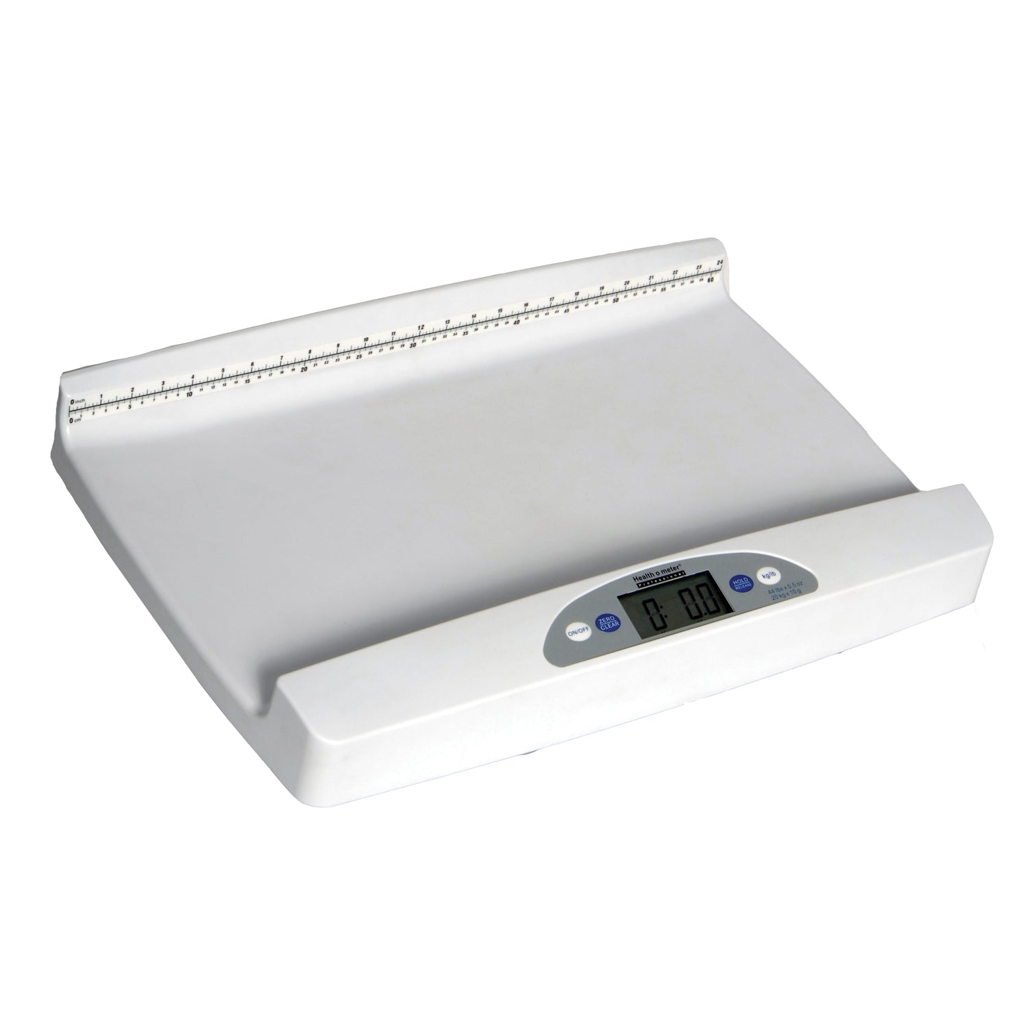 Digital Tray Scale, Pediatric, Capacity: 44 lb/20 kg, Tray Dimensions: 24 7/8" x 13", EMR Connectivity via USB, AA Batteries or AC Adapter Built-in Measuring Tape & Motion Sensing Technology, 2-Year Warranty