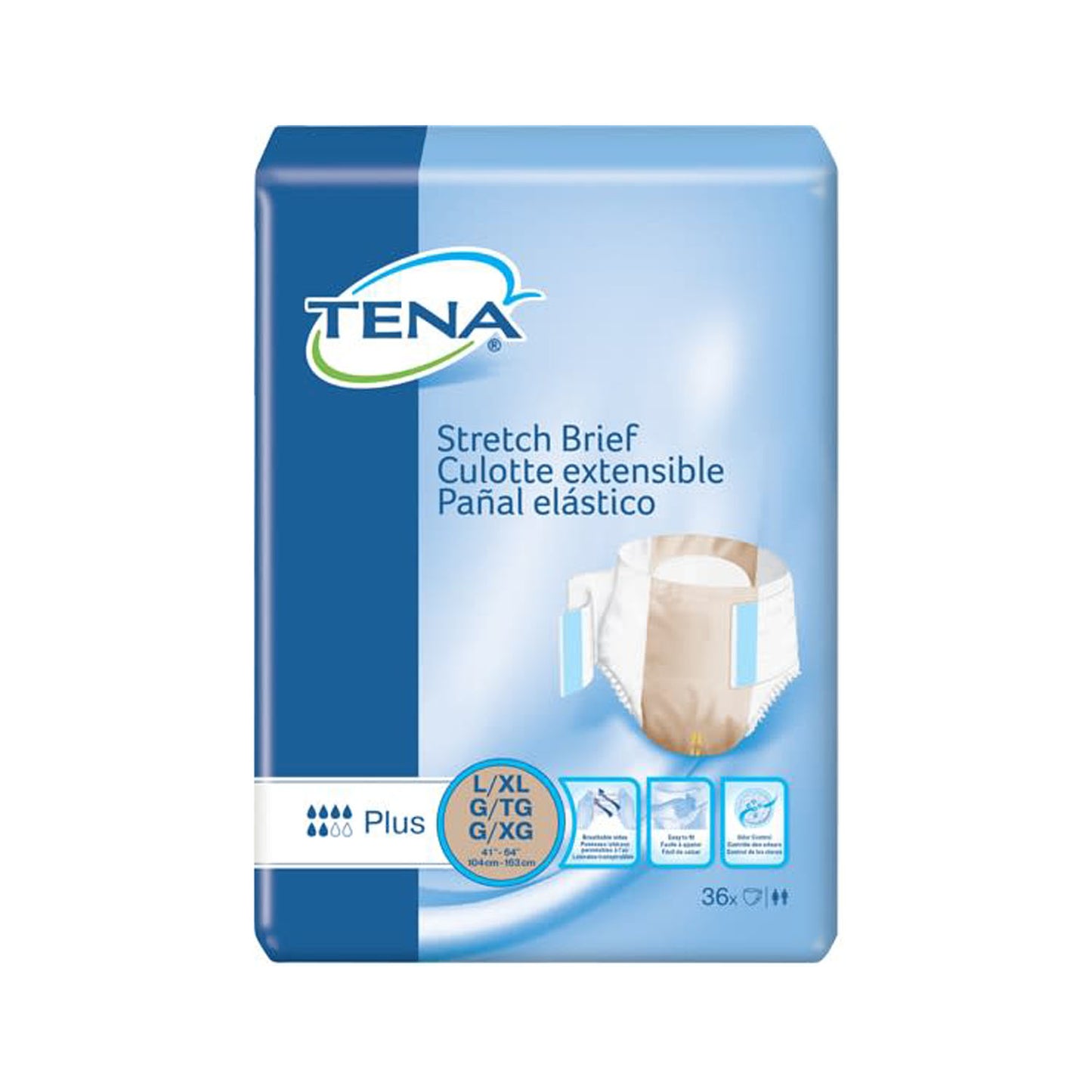 Plus Briefs, Large/ X-Large, 41" - 64" Hip Size, Beige, 36/pk, 2 pk/cs (Continental US Only)