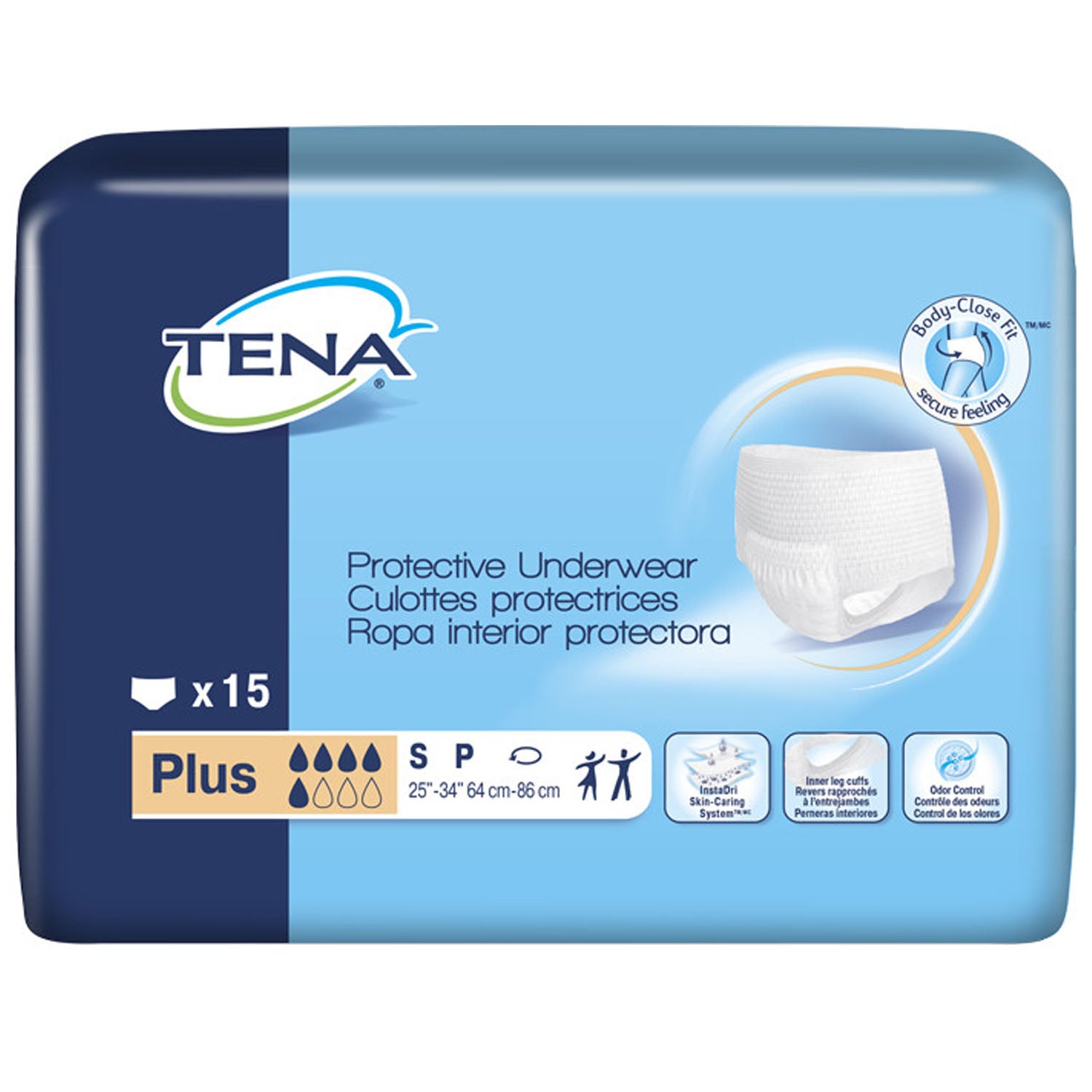 Protective Underwear, Plus, Small, 25" - 34" Hip Size, White, 15/pk, 4 pk/cs (Continental US Only)