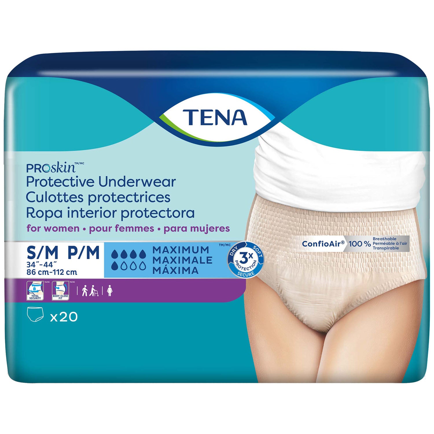 Protective Underwear, Women, Small/ Medium, 34" - 44" Hip Size, Nude, 20/pk, 4 pk/cs (Continental US Only)