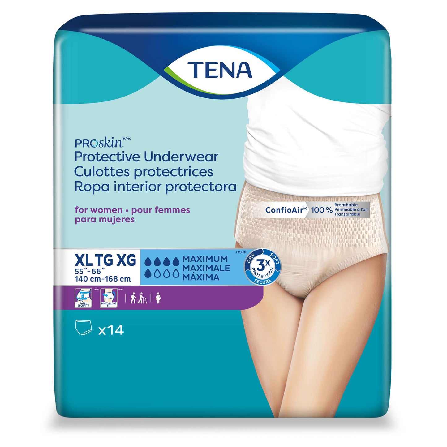 Protective Underwear, Women, X-Large, 55" - 66" Hip Size, Nude, 14/pk, 4 pk/cs (Continental US Only)