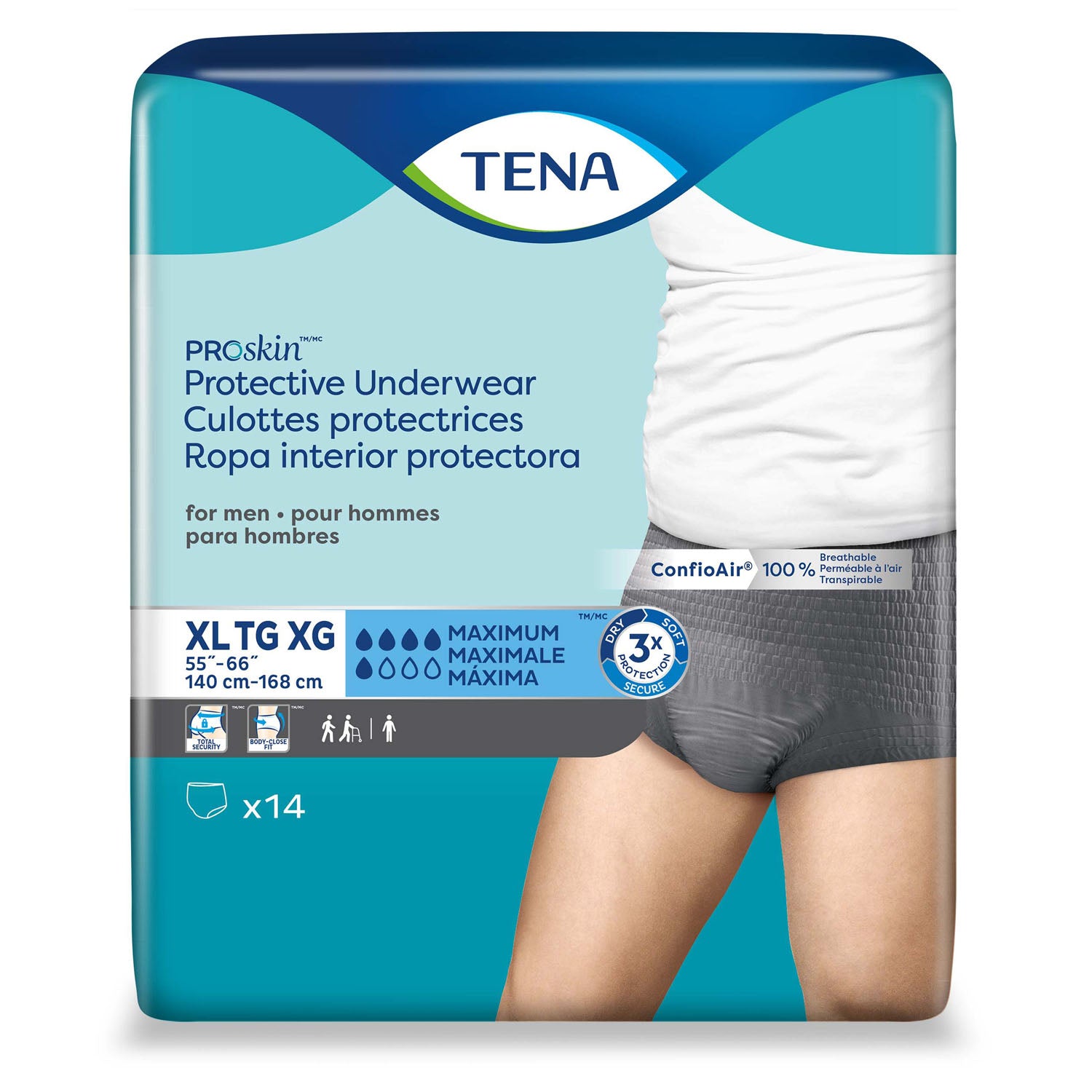 Protective Underwear, Men, X-Large, 55" - 66" Hip Size, Grey, 14/pk, 4 pk/cs (Continental US Only)
