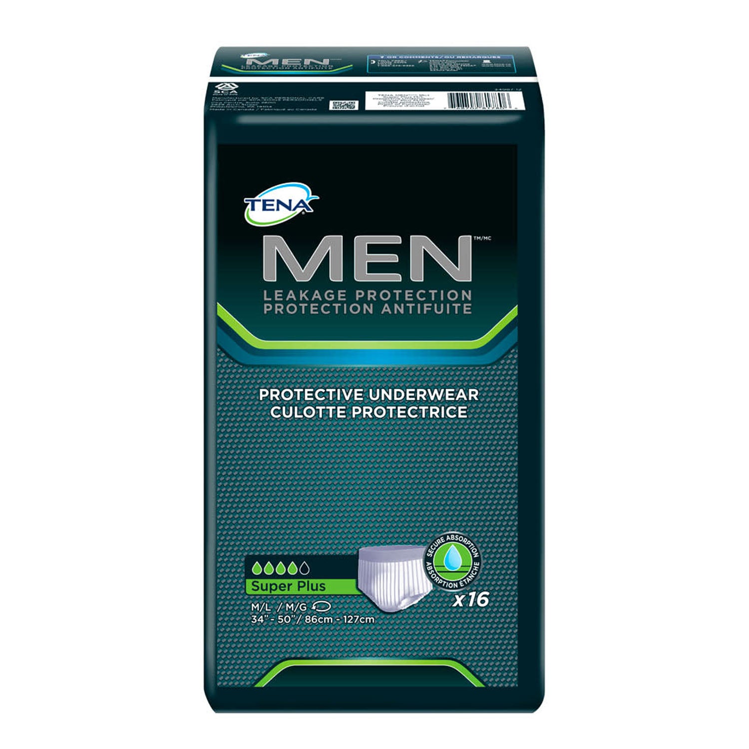 Protective Underwear, Men, Small/Medium, 34" - 50" Hip Size, White, 16/pk, 4 pk/cs (Continental US Only)