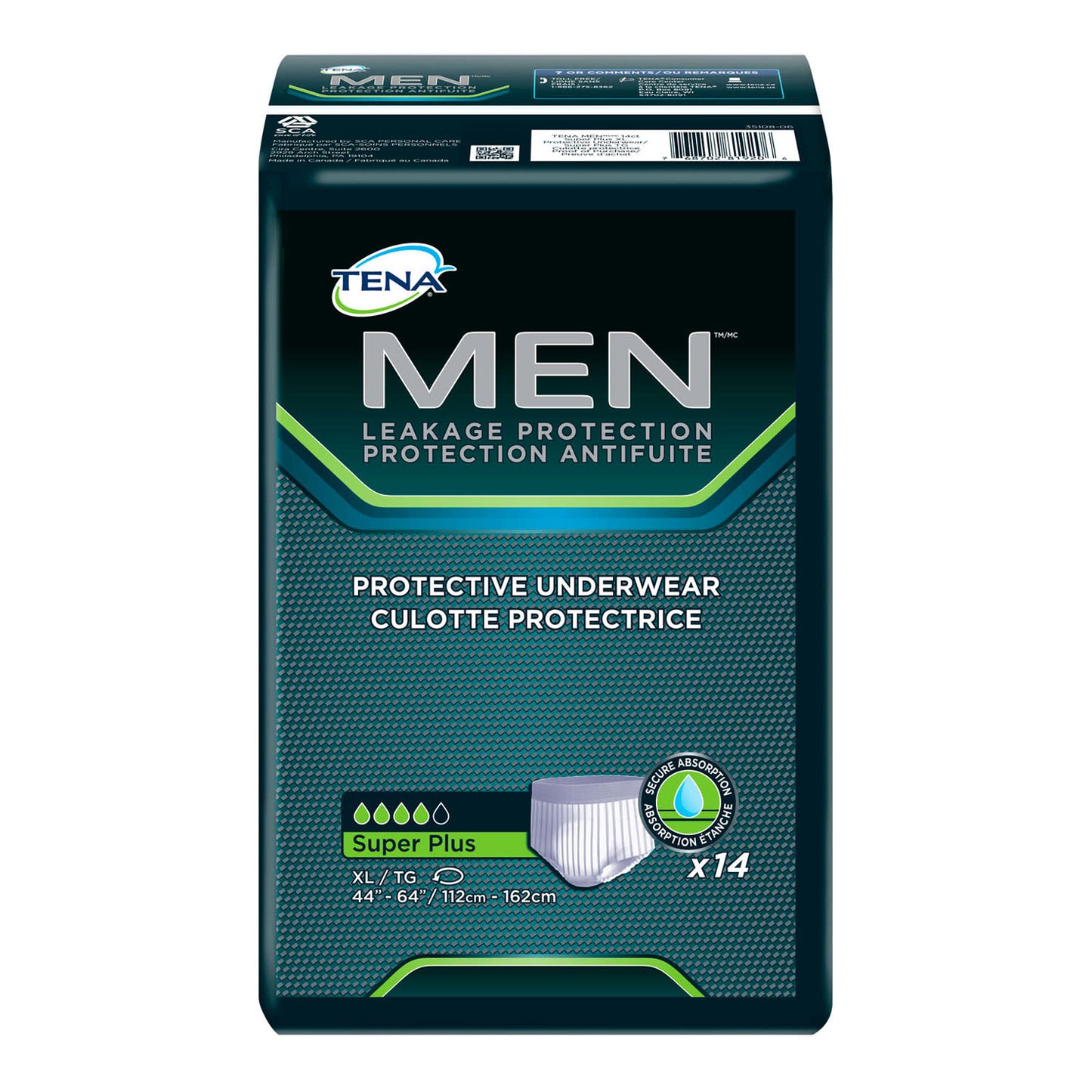Protective Underwear, Men, Large/X-Large, 44" - 64" Hip Size, White, 14/pk, 4 pk/cs (Continental US Only)