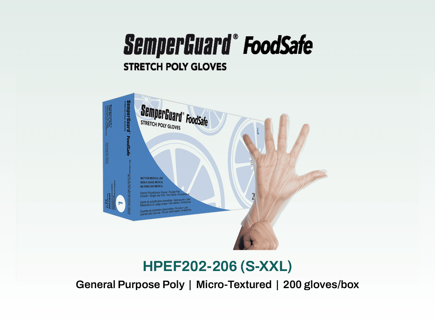 Food Safe Glove, Polyethylene, Powder Free (PF), Small, 200/bx, 10 bx/cs