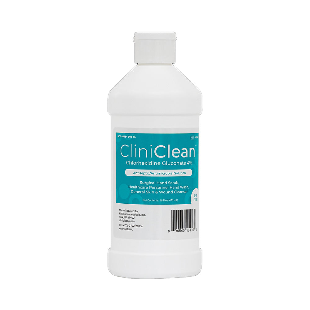 CliniClean Chlorhexidine Gluconate 4% Antiseptic/Antimicrobial Solution, 8oz. Flip-Top Bottle, 24/cs