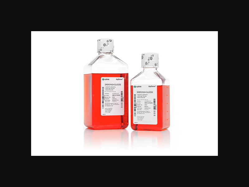 HyClone Dulbecco's Modified Eagle Medium with High Glucose, Liquid, with L-Glutamine; without Phenol red, Sodium Pyruvate, 500 mL (Item is Non-Returnable) (DROP SHIP ONLY)