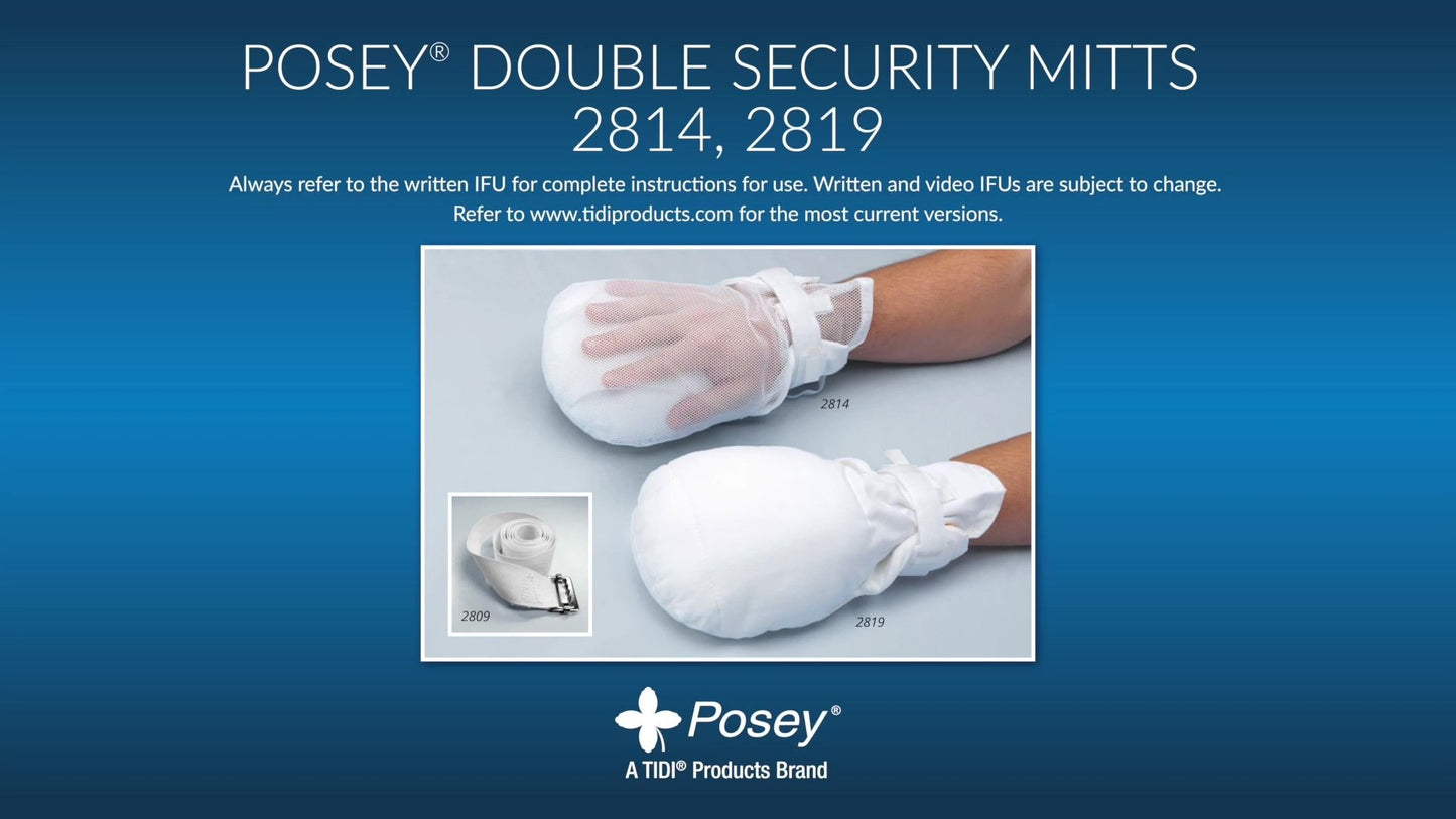 Posey Hand Control Mitt, Double Security, One Size Fits Most, Strap Fastening, Hook & Loop, 2-Strap, Mesh/Fiber Fill, White (Continental US + HI Only)