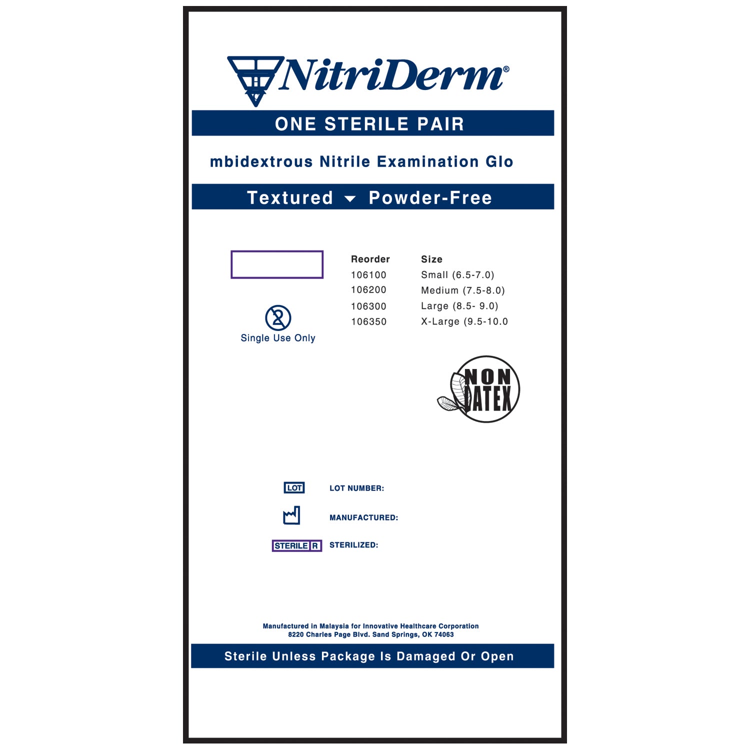 Gloves, Exam, X-Large, Nitrile, Sterile, PF, Pairs, 9" Cuff, 50 pr/bx, 4 bx/cs (To Be DISCONTINUED)