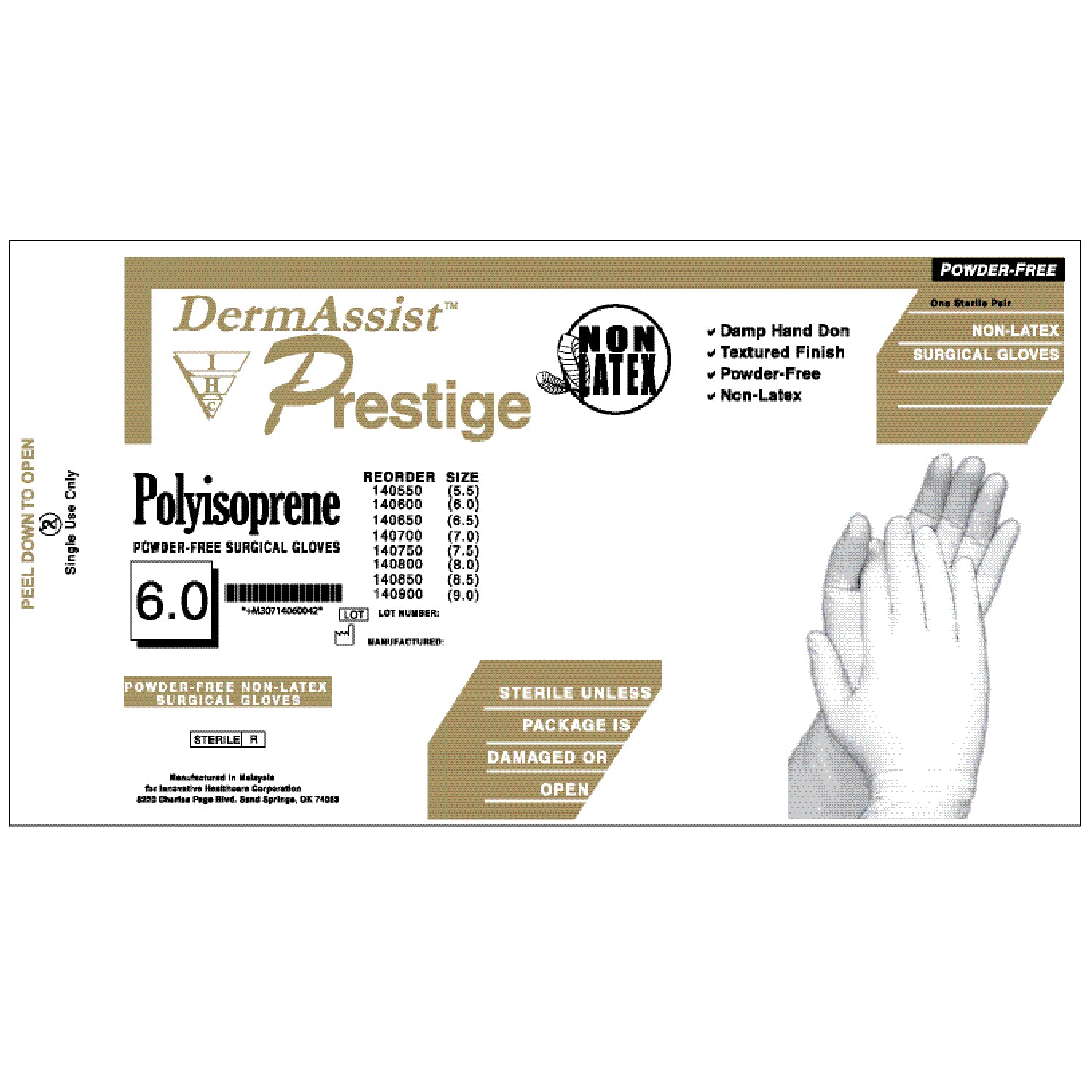 Gloves, Surgical, Powder Free (PF), Size 6_, Latex, Sterile, Bisque Finish, Damp Hand Don, 50 pr/bx, 4 bx/cs