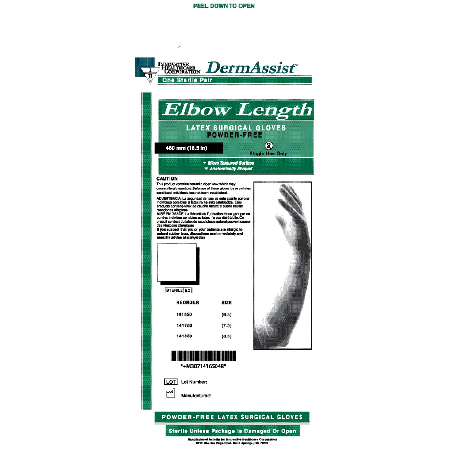 Gloves, Surgical, Powder Free (PF), Size 7_, Latex, Sterile, Textured, Elbow Length (18_"), 25 pr/bx, 4 bx/cs