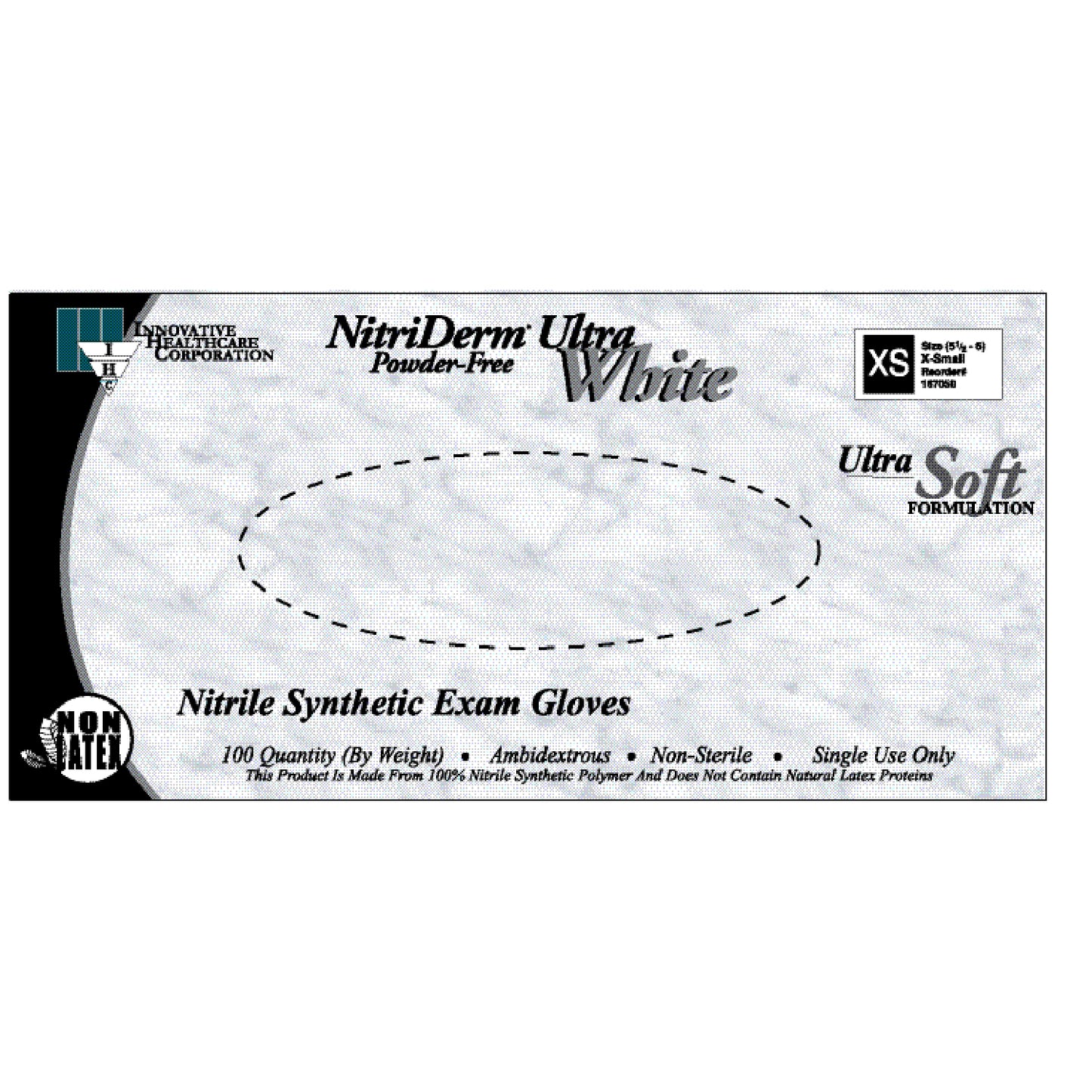 Gloves, Exam, X-Large, Nitrile, Non-Sterile, PF, Textured, ThinFilm, White, 100/bx, 10bx/cs (80 cs/plt)