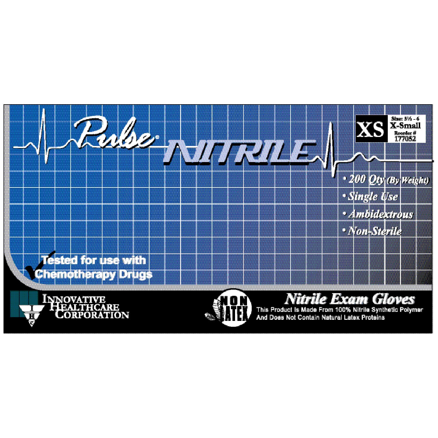 Gloves, Exam, Large, Nitrile, Chemo, Non-Sterile, PF, Textured, ThinFilm, Dark Lavender Blue, 200/bx, 10 bx/cs (50 cs/plt)