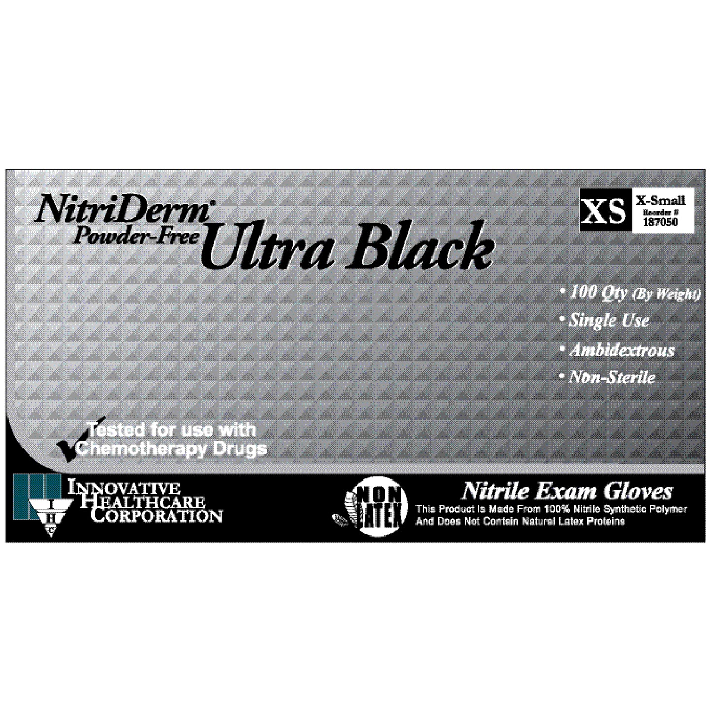 Gloves, Exam, Small, Nitrile, Chemo & Fentanyl Tested, Non-Sterile, PF, Textured, Black, 100/bx, 10 bx/cs (96 cs/plt)
