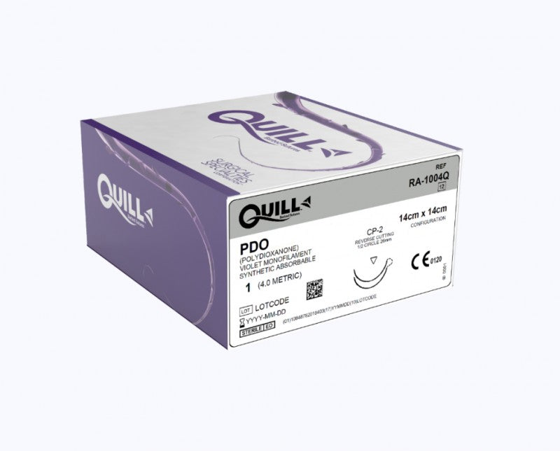 PDO Suture, Diamond Point, Size 1, 14cm x 14cm, 26mm, 1/2 Circle, 12/bx