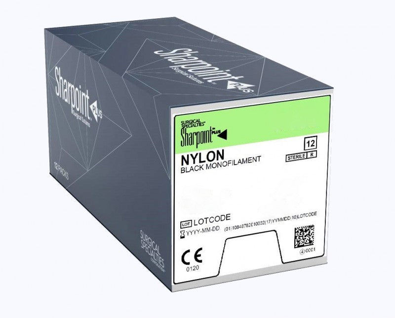 Nylon Suture, Monofilament, Lancet, Size 10-0, 12"/30cm, 5.51mm, 1/2 Circle, 12/bx (To Be DISCONTINUED)