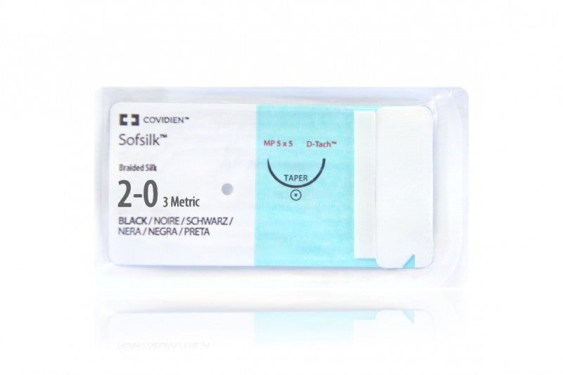 Suture, Taper Point, Size 2-0, Black, 5x30", Needle V-20, _ Circle, 2 dz/bx (Continental US Only)