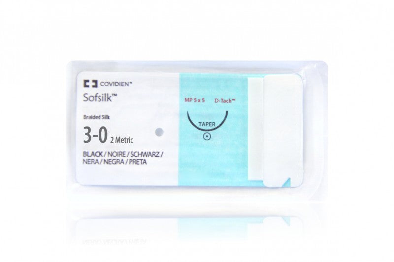 Suture, Taper Point, Size 3-0, Black, 5x18", Needle CV-25, _ Circle, 2 dz/bx (Continental US Only)