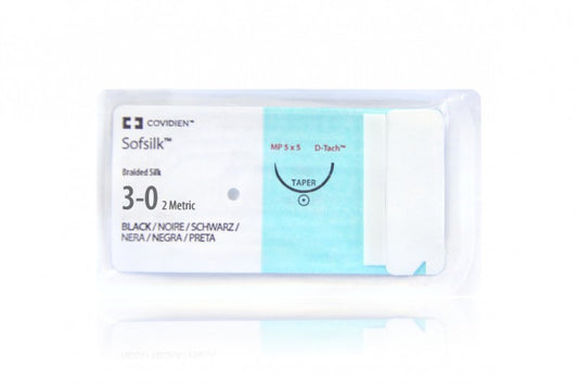 Suture, Taper Point, Size 3-0, Black, 5x18", Needle CV-25, _ Circle, 2 dz/bx (Continental US Only)