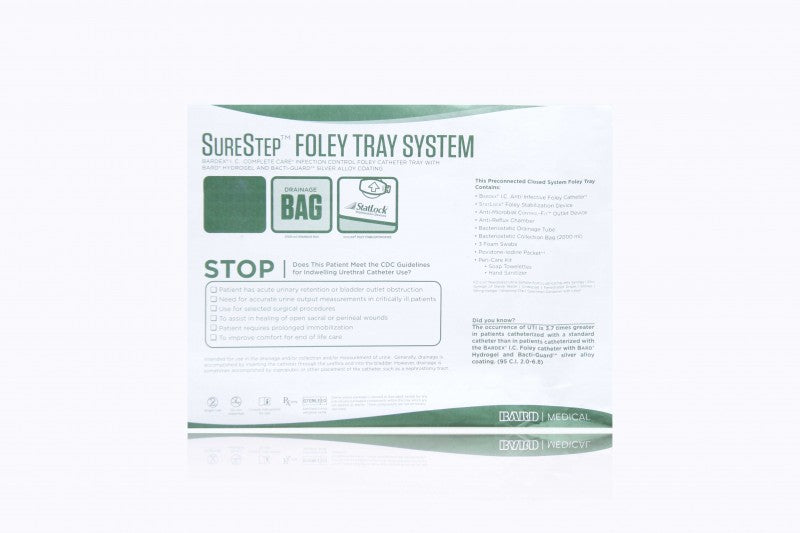 Surestep Foley Tray, 18FR, Bardex I.C., Complete Care, Drainage Bag, Statlock Stabilization Device, 10/cs (US Only)