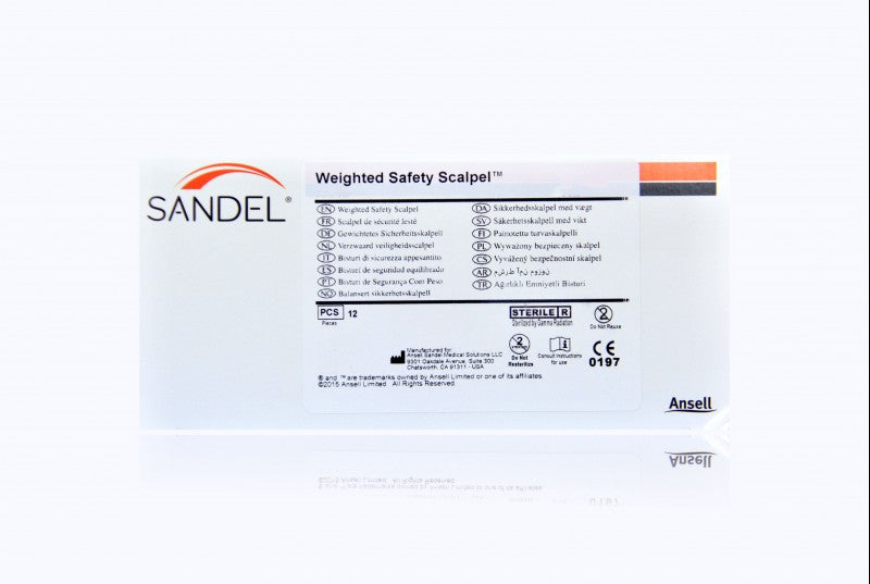 Weighted Safety Scalpel, #3 Handle with #10 Blade, Orange Shield, TIME OUT Sleeve, Sterile, 12/bx, 8 bx/cs (US Only)