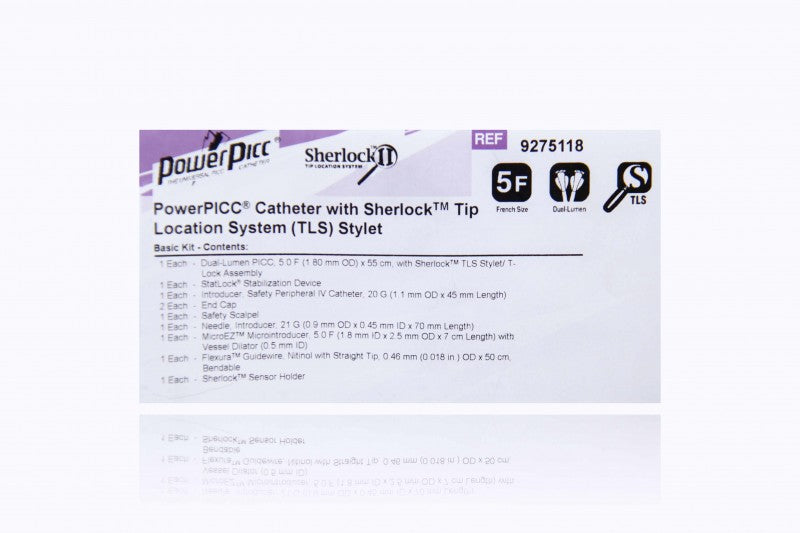PowerPICC Catheter, Double Lumen, 5FR, with Sherlock TPS Stylet, 5/cs (Continental US Only) (Drop Ship Requires Pre-Approval)