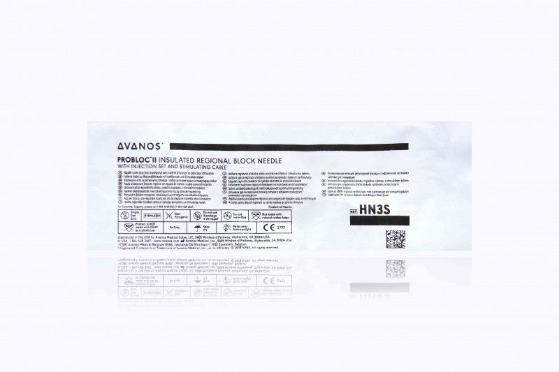 PROBloc* II Insulated Regional Block Needle, With Injection Set, 20G, 40mm, Sleeve Insulation, 10/cs (US Only) (Authorized Distributor Sub-Agreement Required  - See Manufacturer Details Page)