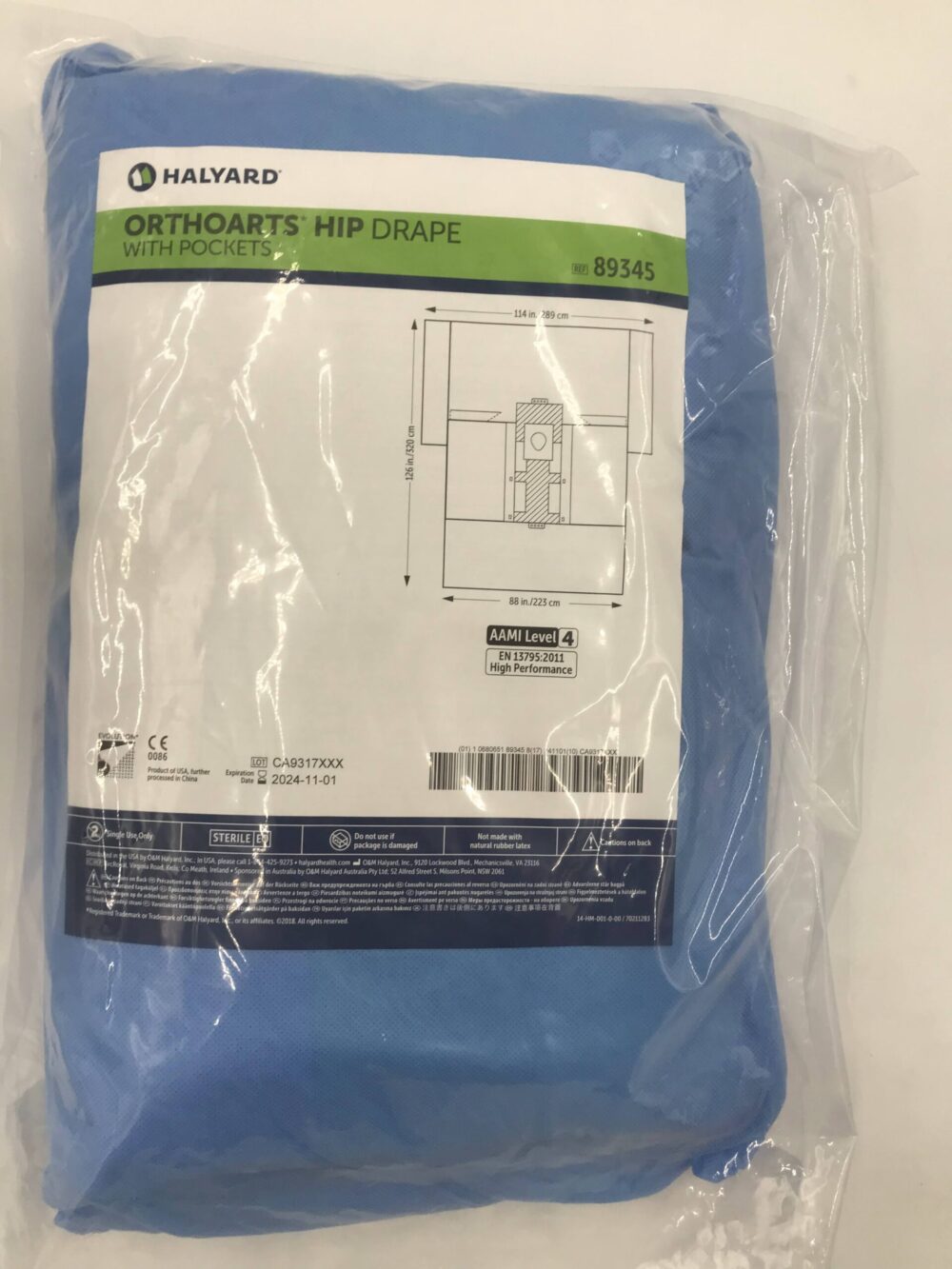 Hip Drape with Leg Pockets, 114" x 88" x 126", Sterile, 6/cs (US Only)