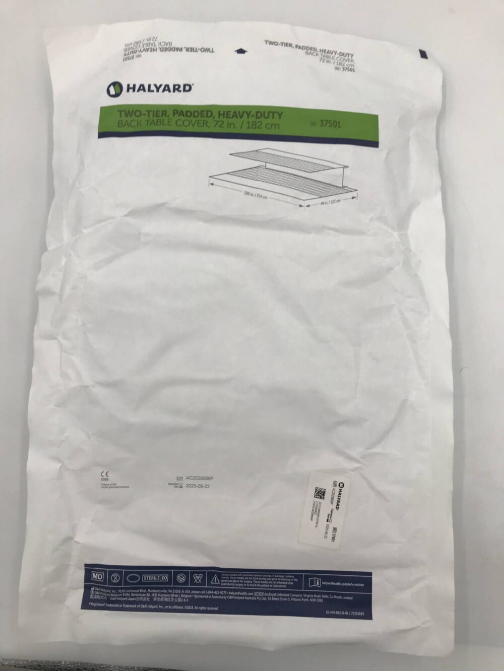 Back Table Cover, Heavy Duty, Two-Tier, Padded, 72", Sterile, 10/cs (US Only)